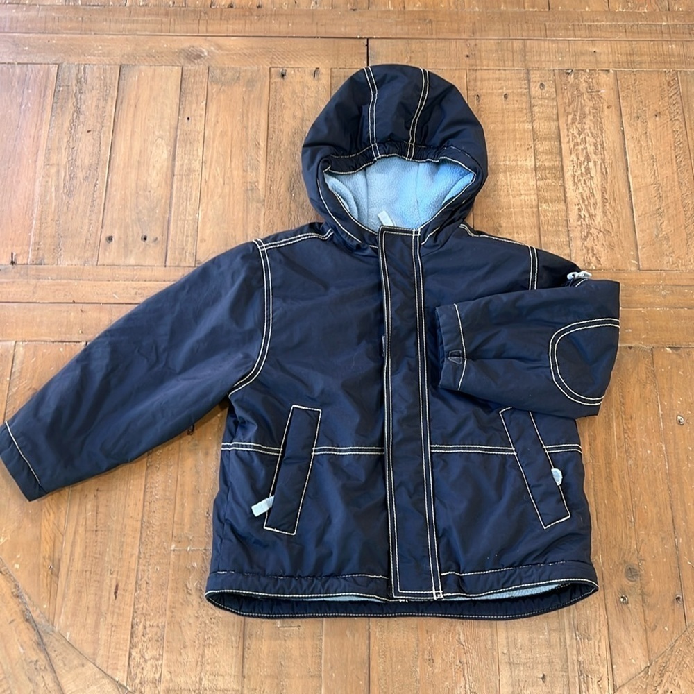 Mini Boden navy fleece lined jacket